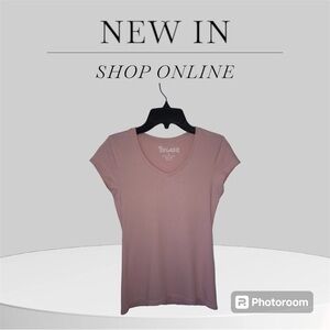 Splash Brand Fitted Stretch V-Neck Size Med T-Shirt Blush Pink
